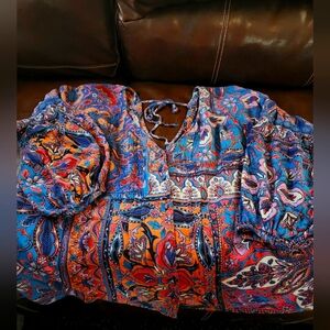 Buckle Colorful Paisley Women's Top